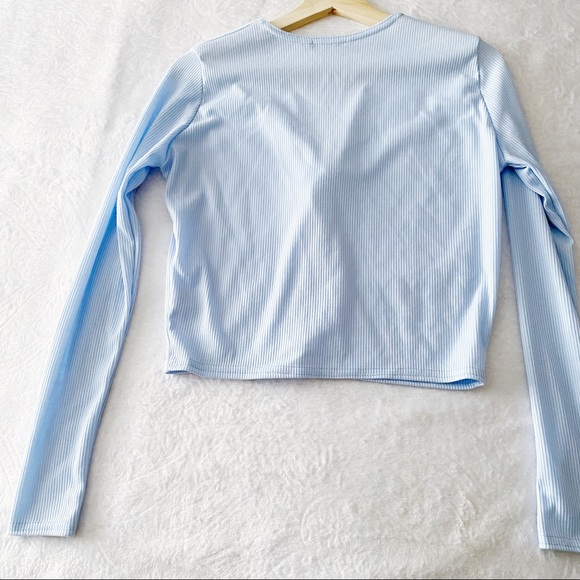 PLT Baby Blue Ribbed Cardigan Top - Picture 8 of 10